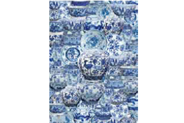 Blue and white ceramics wrapping paper